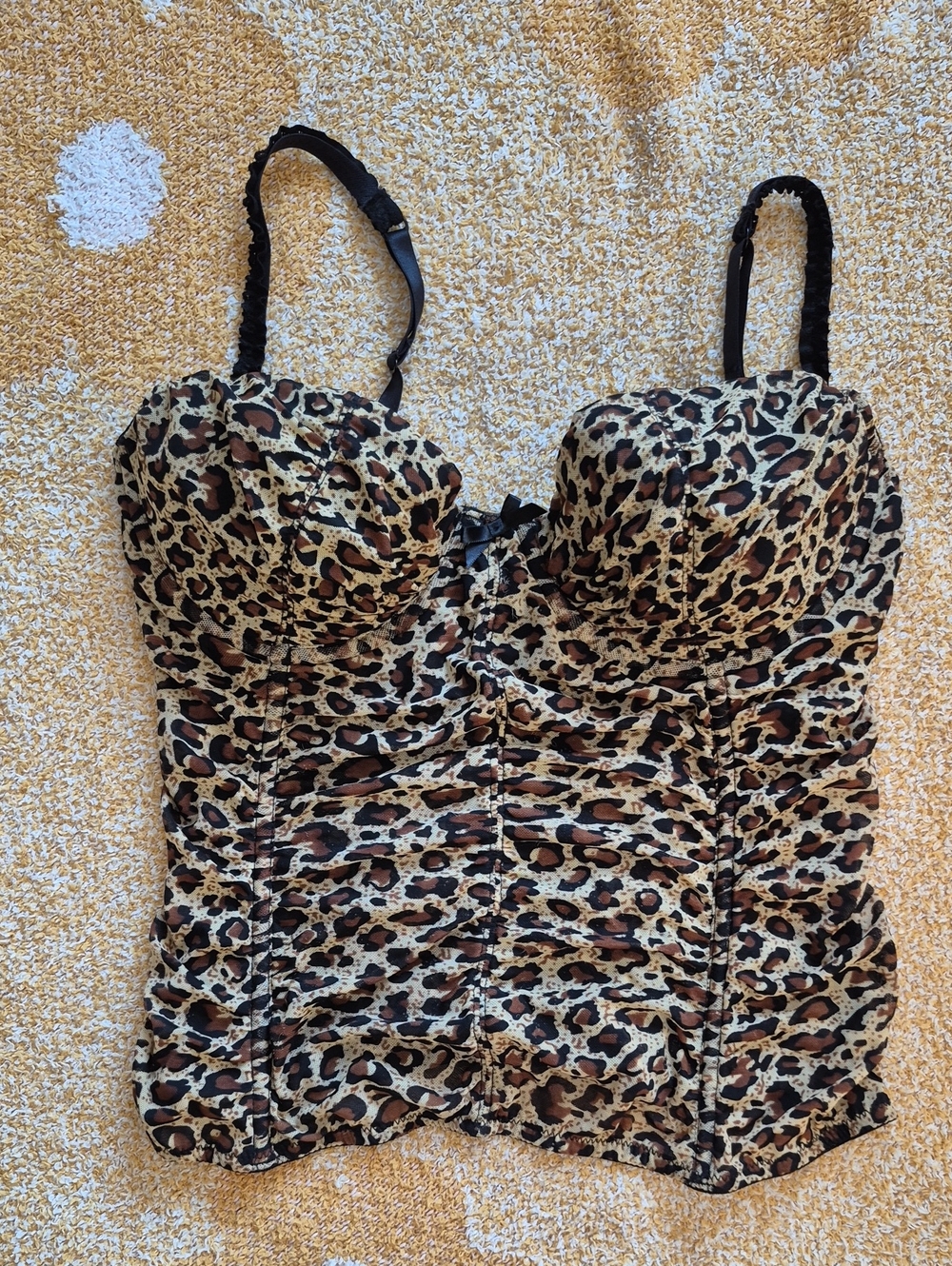 Leopard Print Bustier Top with Black Accents